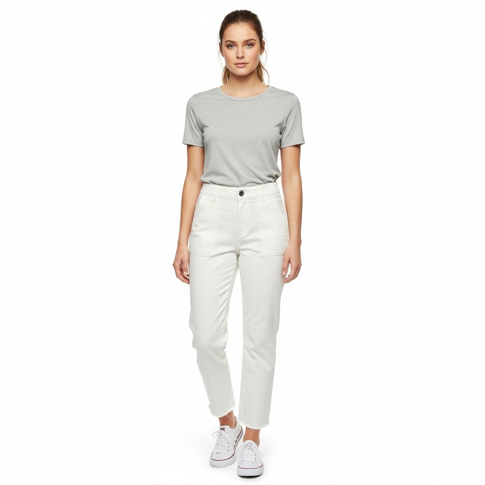 PILCRO & The Letterpress Anthropologie White Cropped Ankle Utility Pants Size 28